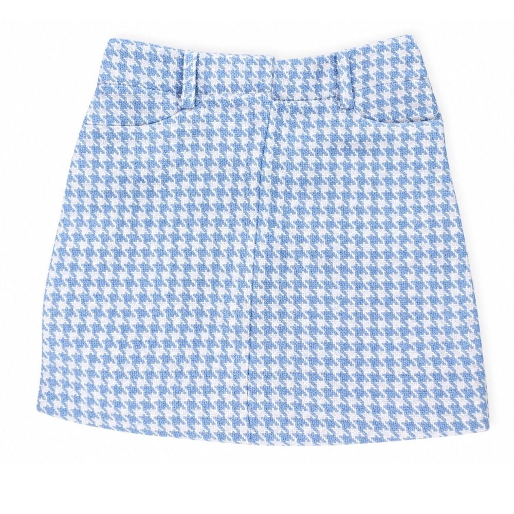 Gabrielle Union Blue White Houndstooth A Line Mini Skirt Small Lined NWT